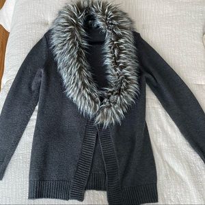 IVANKA TRUMP Faux Fur Grey Cardigan